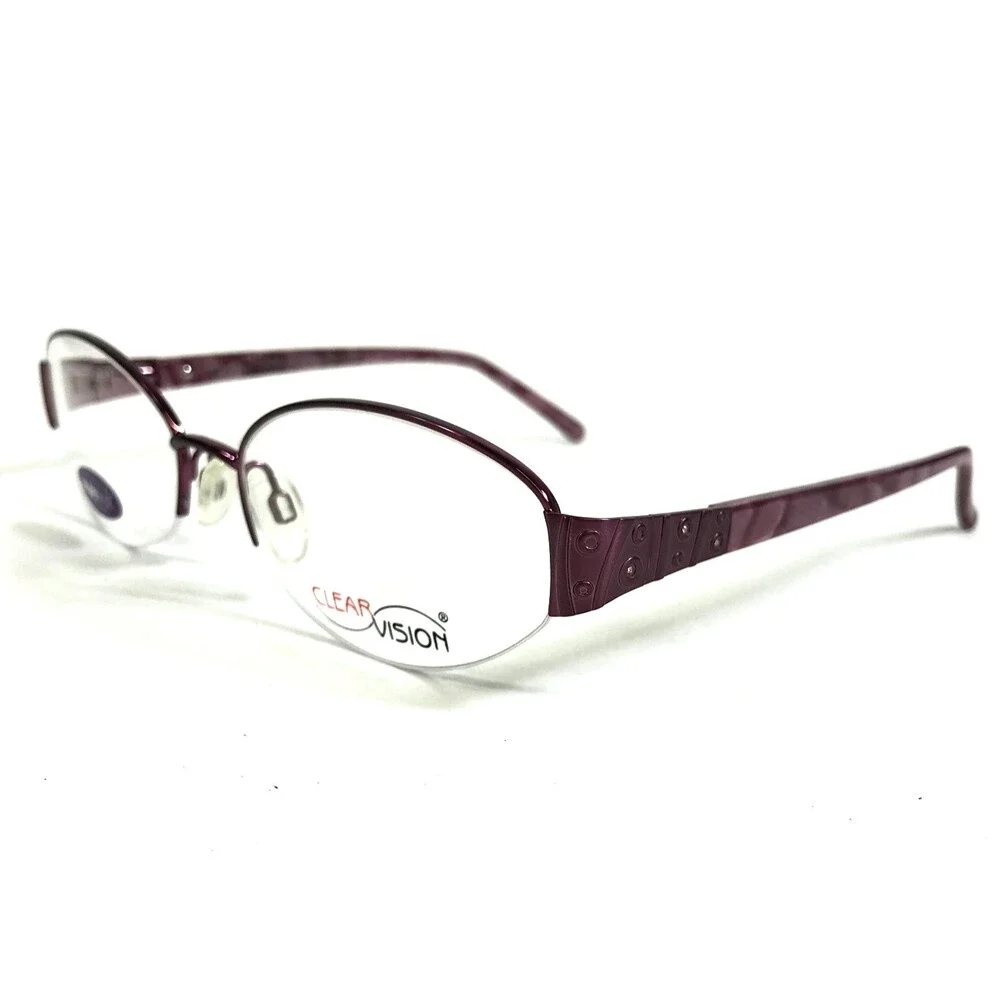 Clear Vision Eyeglasses Frames SOFIA ROSE Pink Purple Oval Half Rim 58-18-140